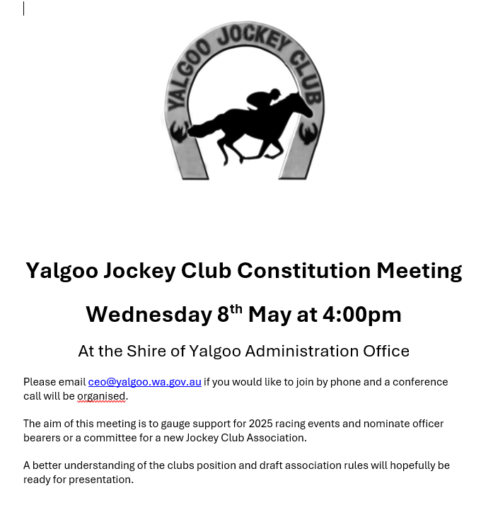 Yalgoo Jockey Club Constitution Meeting